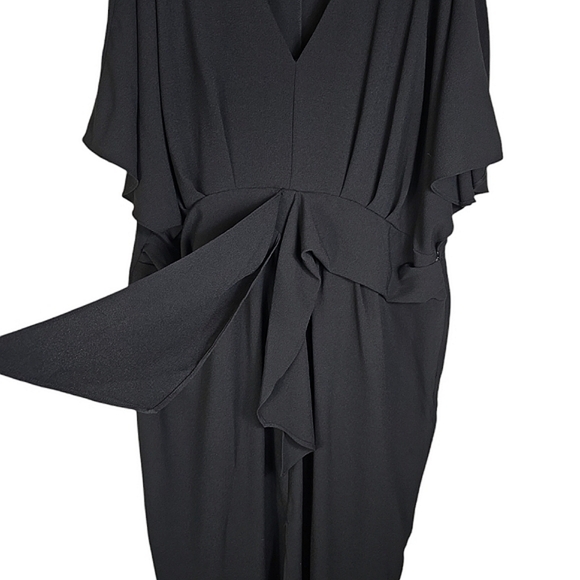 ASOS Design Curve Black Batwing Tie-Front Crepe Midi Dress - Picture 3 of 9
